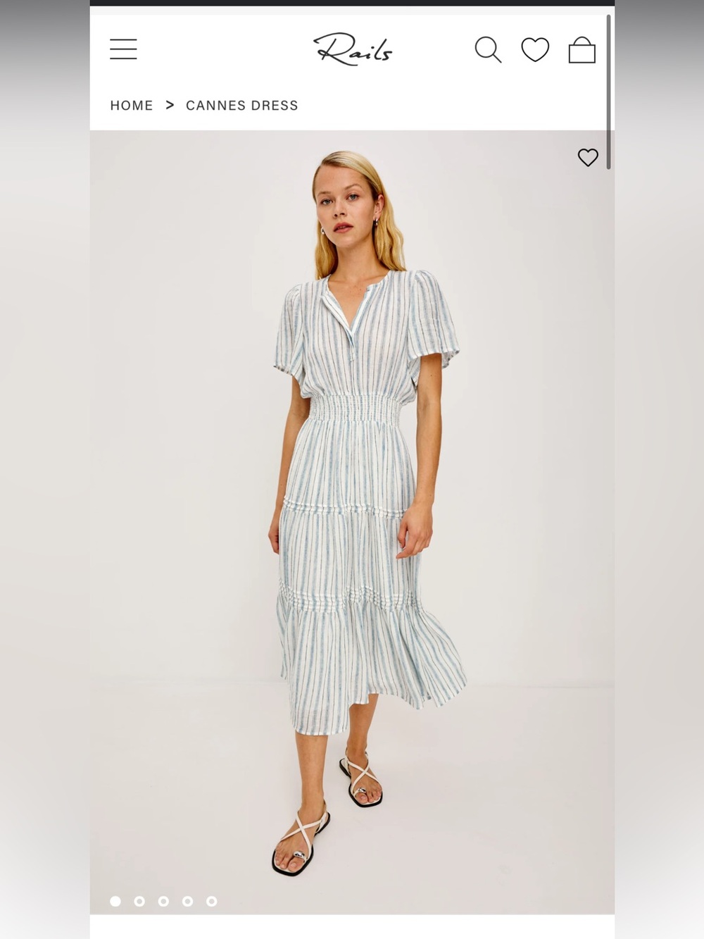 Rails Cannes Striped Midi Dress in Light Blue and White